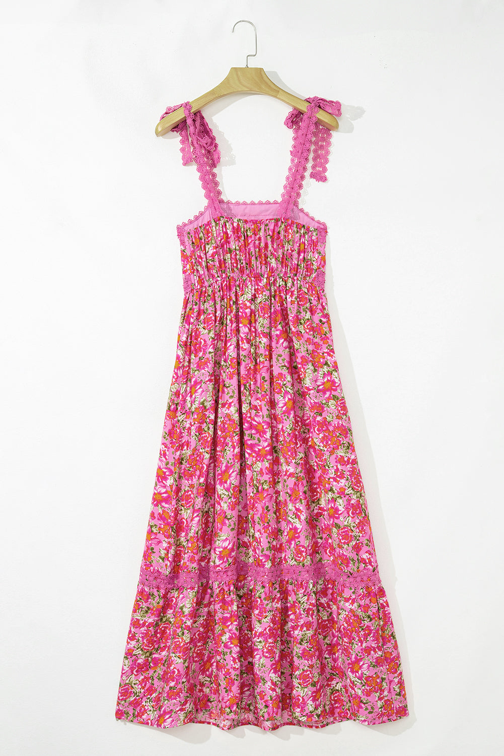 Green Floral Lace Tied Strap Empire Waist Maxi Dress