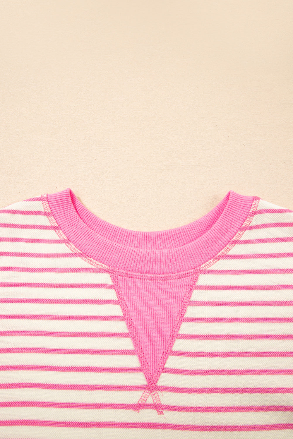 Bright Green Contrast Detail Striped Ruffle Short Sleeve Top