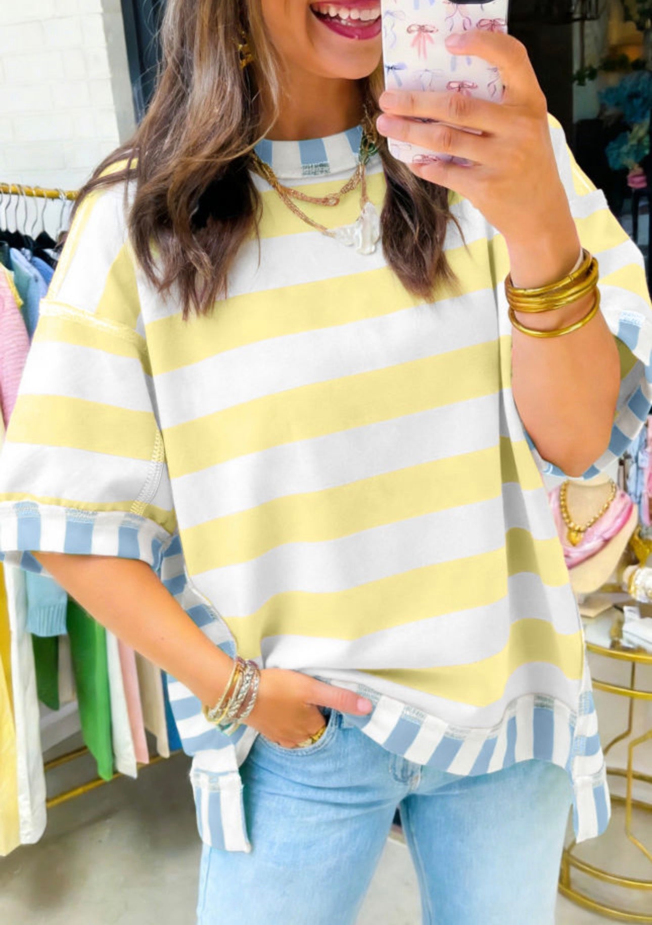 Yellow Stripe Oversized Shirt