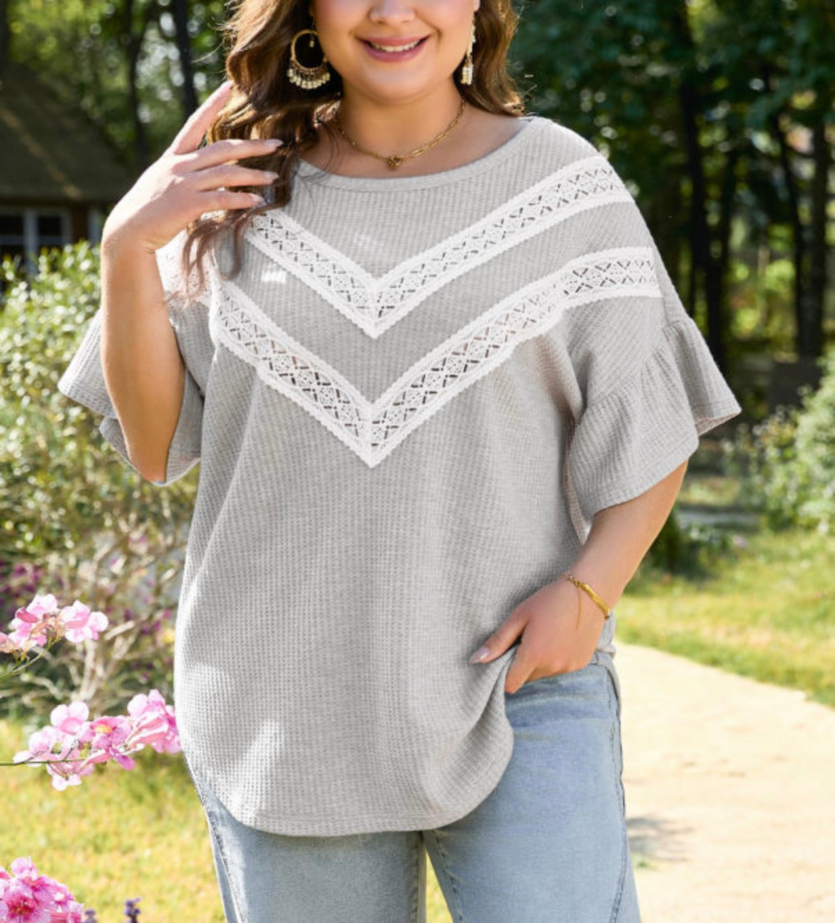 Gray and Lace Top