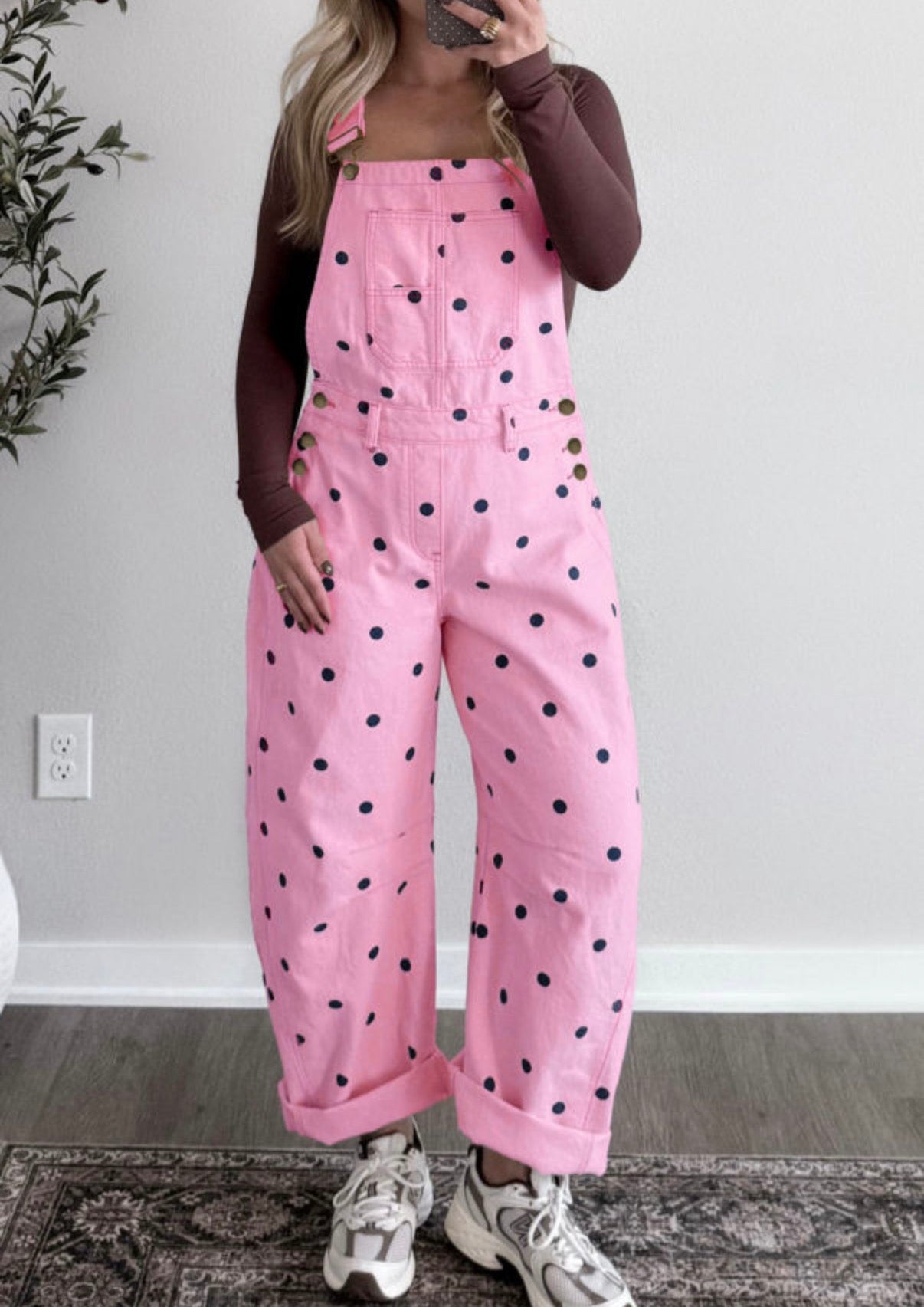 Pink Polka Dot Overalls