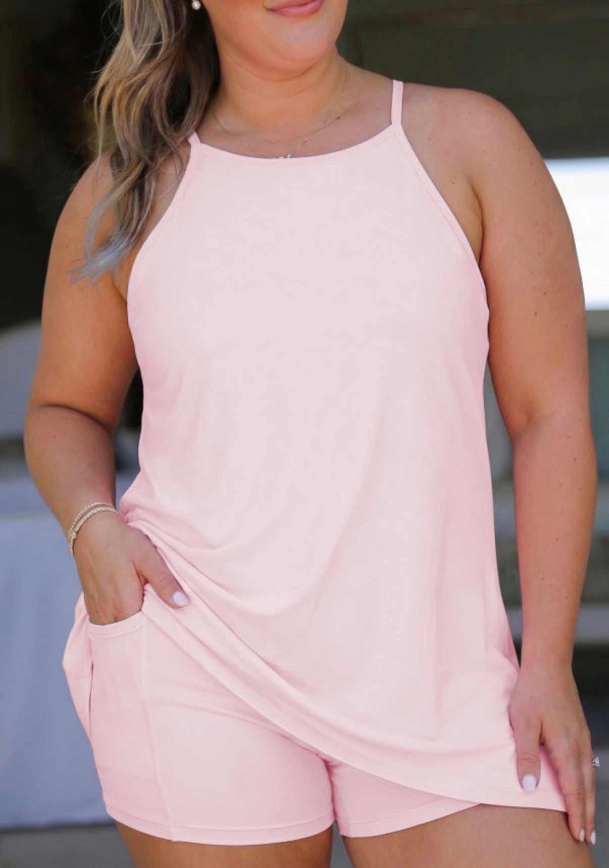 Light Pink Athletic Dress with Shorts