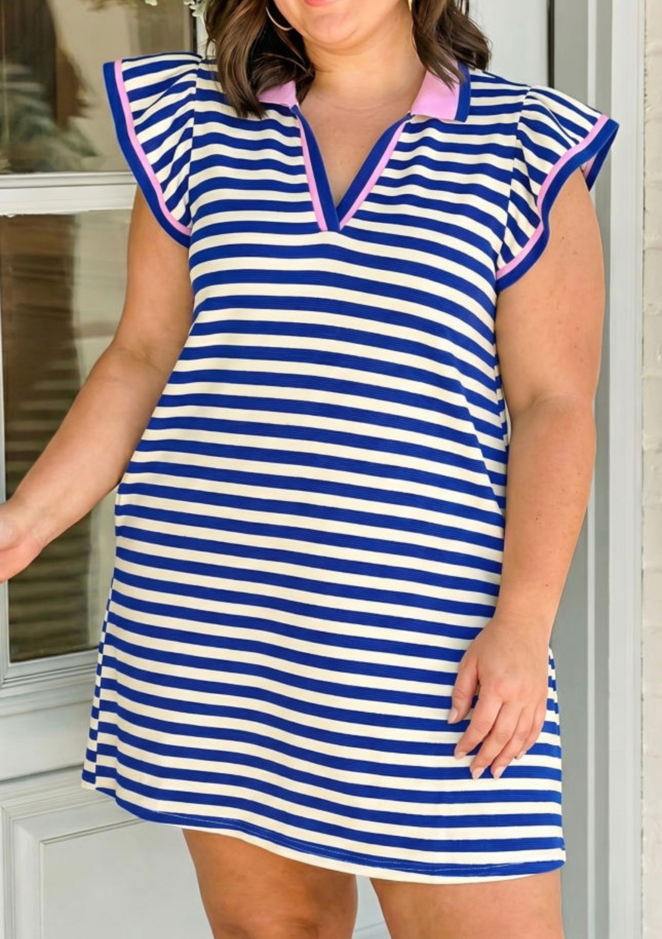 Dark Blue Striped Dress