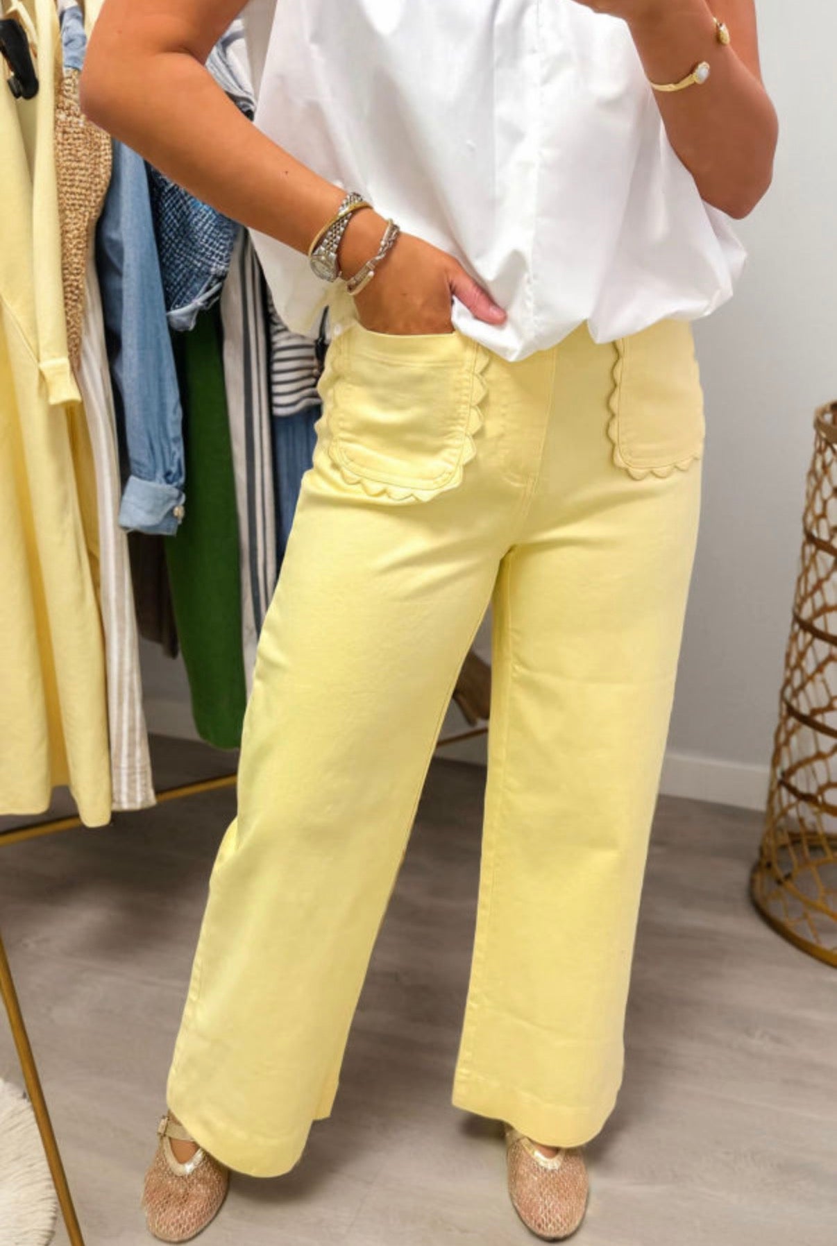 Yellow Scallop Pants