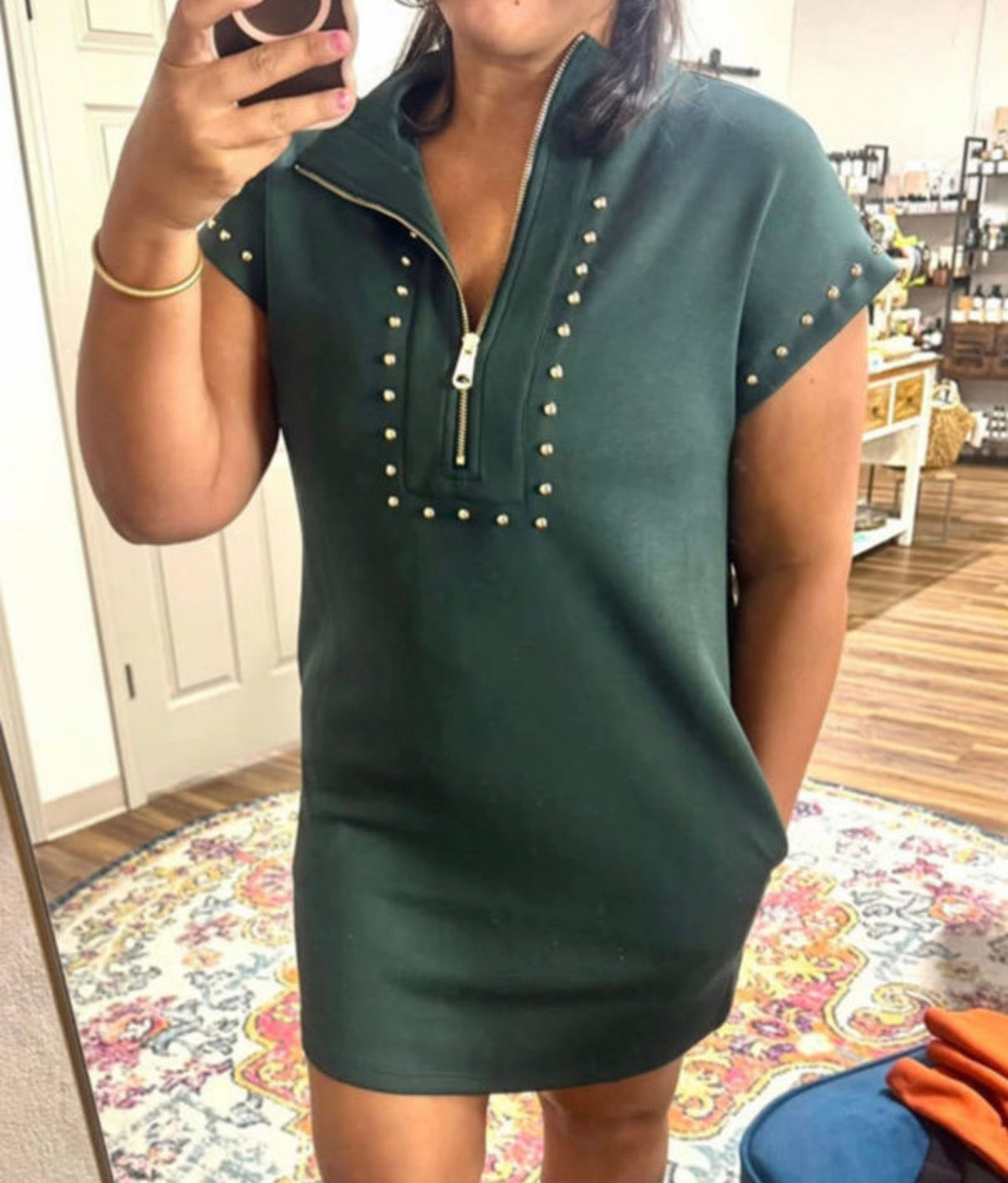 Evergreen Studded Dress