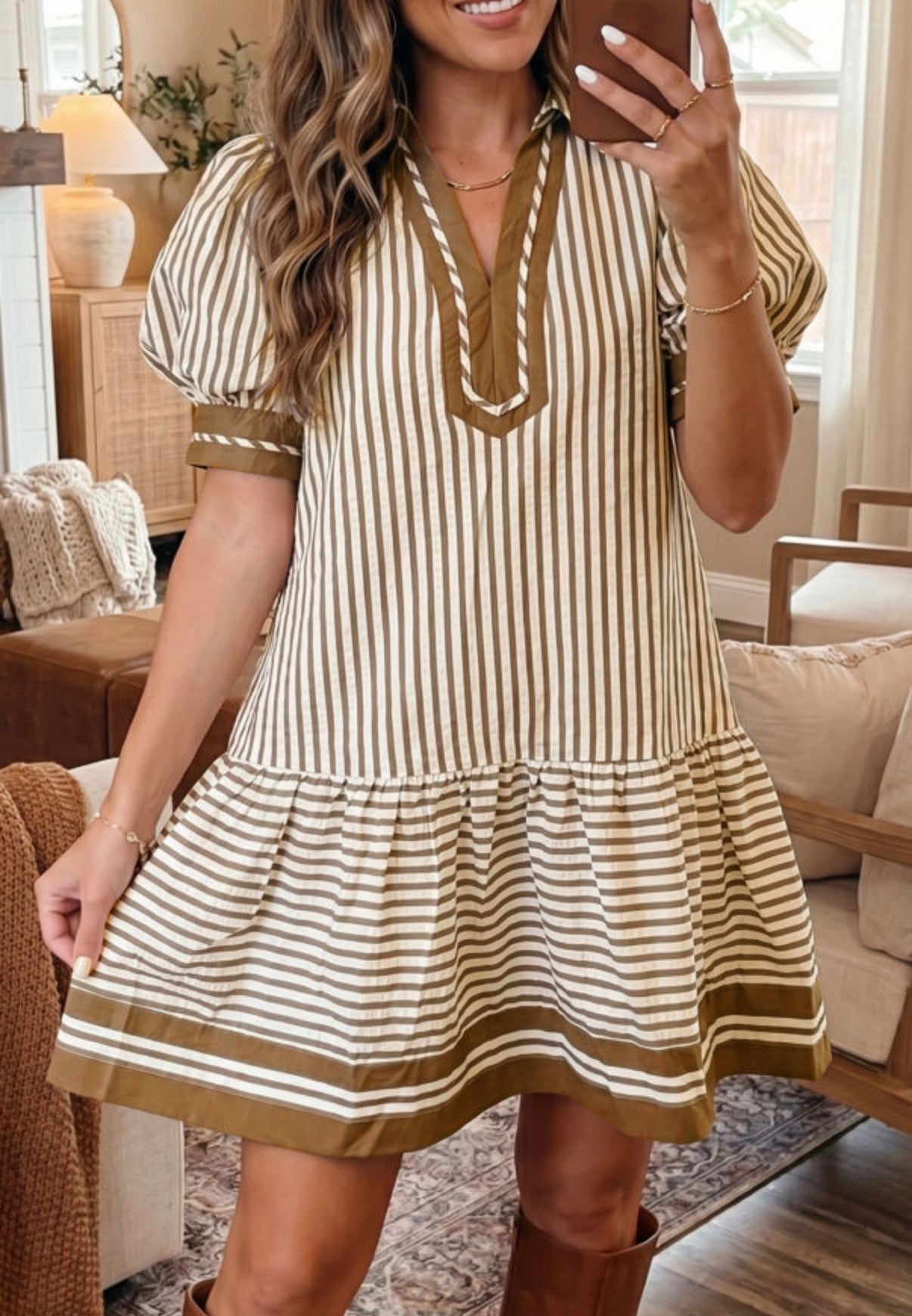 Brown Stripe Dress