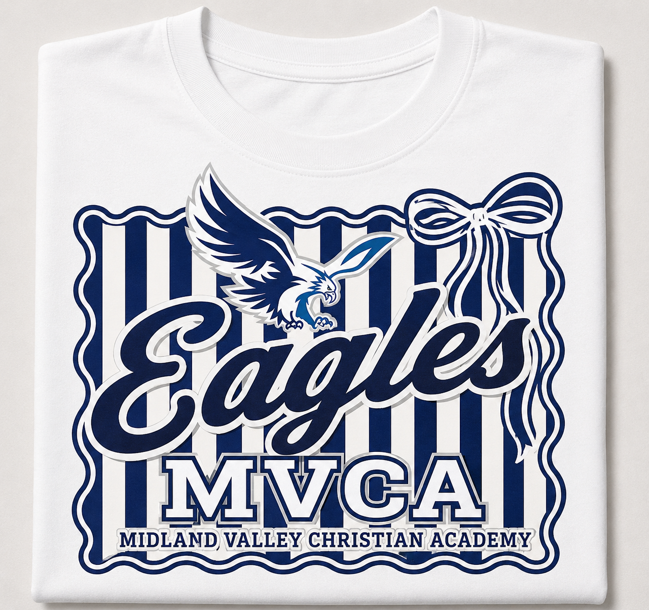 Eagles MVCA Stripe and Bow TShirt- Comfort Colors