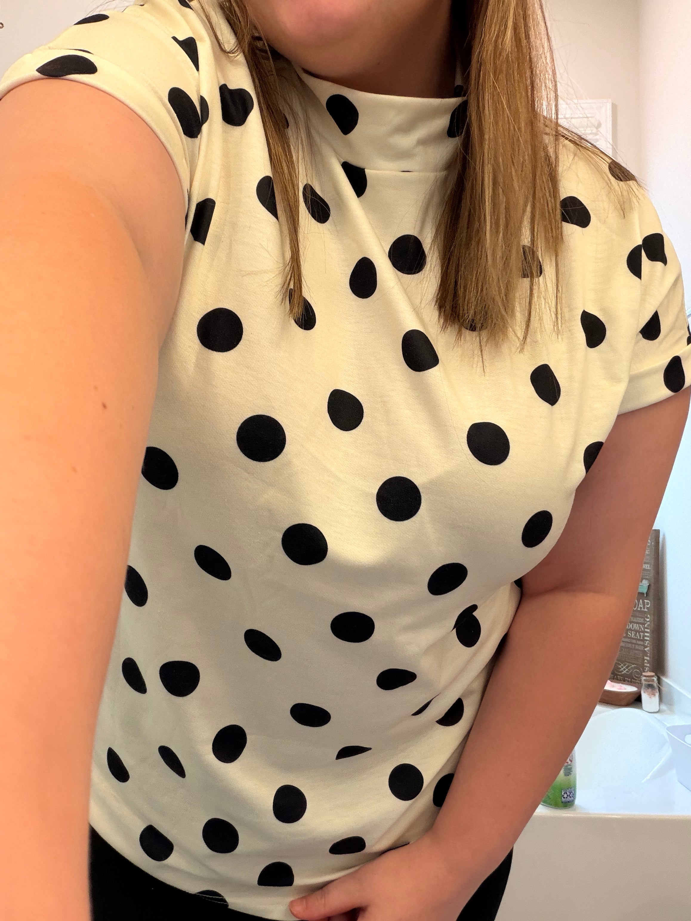 Polka Dot Mockneck Top