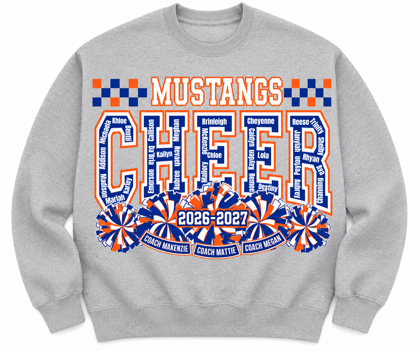 MV Cheer Crew 2026-2027 with Sponsors on the back!