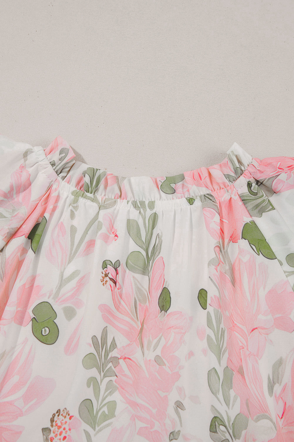 Sky Blue Floral Contrast Edge Layered Short Sleeve Mini Dress